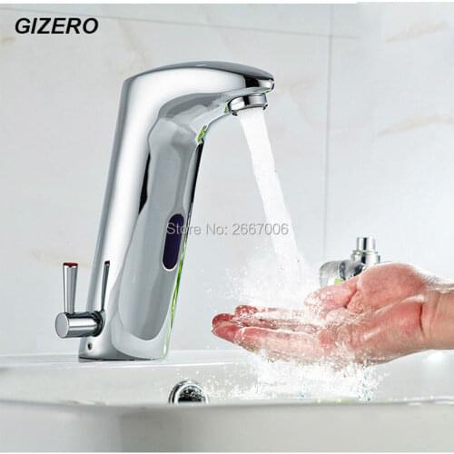 GIERO Free Shipping Chrome Hot & Cold Mixer Water Saving Brass Automatic Touchless Sensor Faucet for Hotel & Hospital ZR8002