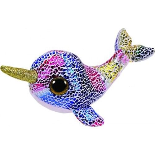 Ty 6" 15cm Nova the Narwhal Plush Regular Soft Big-eyed Stuffed Animal Collection Doll Toy with Heart Tag