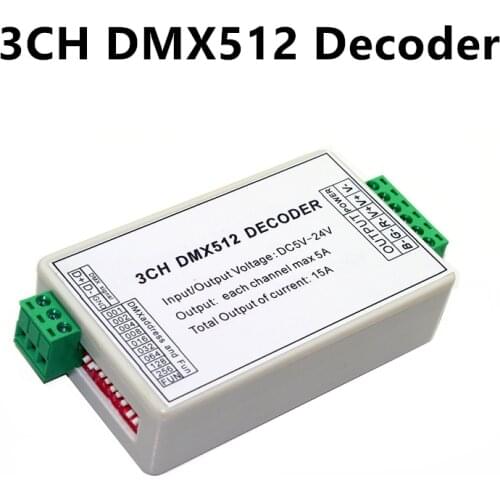 3CH DMX512 Constant Voltage Common anode RGB Controller Decoder DC5V-24V 15A Dimmer Controller WS-DMX-XB22-3CH