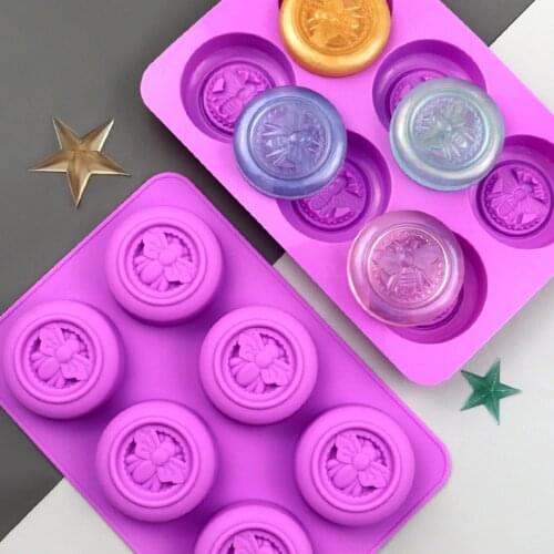 Multifunction Bee Shape Non-toxic Fondant Cake Mold Baking Accessories Kitchen Gadgets DIY Silicone 6 Cavities Soap Mould