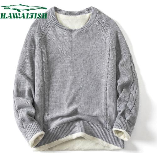 Hawaifish brand mens sweater 2021 autumn and winter new leisure long-sleeved pull homme loose cotton round neck youth sweater