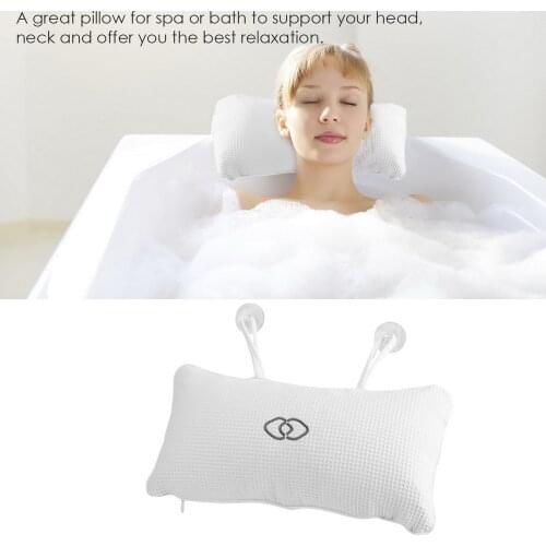 1Pc Useful Anti-slip Bathtub Pillow Spa Bath Cushion Head Neck Rest Relax Suction Cup With PVC Inside Bag