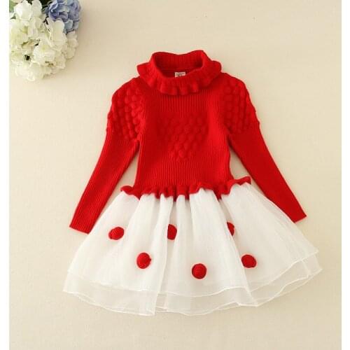 2017 new spring autumn Girls Kids lovely 3D flowers sweater dress comfortable cute baby Clothes Children Clothing
