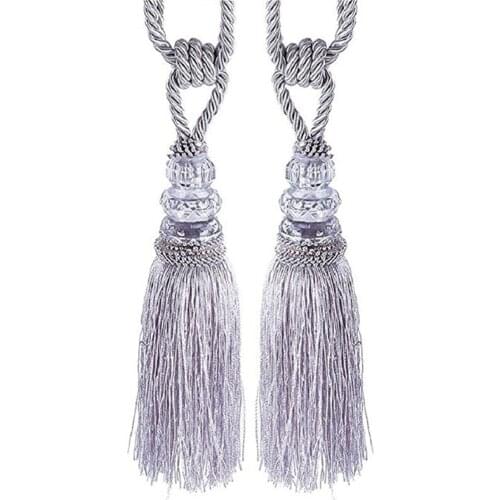 New Curtain Tiebacks 2PC Crystal Beaded Tassels Tieback Curtain Cord Home Textiles Window Treatments Home Decoration A4