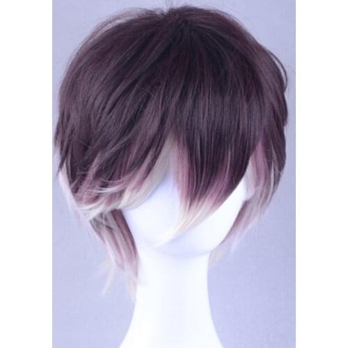 Anime Diabolik Lovers Mukami Ruki Wig Cosplay Men Short Ombre Wig Heat Resistant Synthetic Hair Wigs + Free Wig Cap