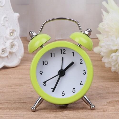 C5AC Portable Cute Mini Round Battery Alarm Clock Desktop Table Bedside Clocks Decor