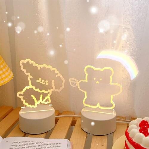 Yisuremia Kawaii Cute Bear Bedside Lamp Reading Aids Curly Dog Night Light Adjustable Table Lamp 220V Girls Kids Gift Stationery
