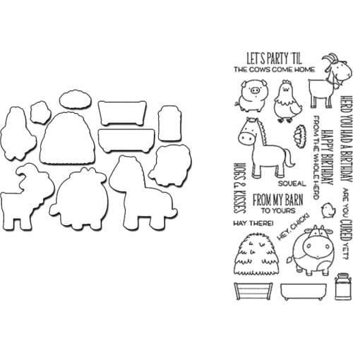 Clear Stamps And Cutting Dies Lets Party Til Animal Pigs Hens Donkey Eggs For DIY Scrapbook Photo Album Craft Card 2021 New