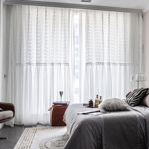Luxury Sheer Curtains for Living Room White Embroidery Tulle Floral Voile Curtain Transparent Gauze Window Screening Decor