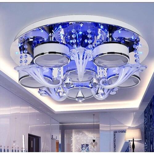 Luxury Crystal Ceiling Light Creative Living Room Bedroom Villa Light Iron 3/6/9 Head Ceiling Lights Remote control 6 colors ZA