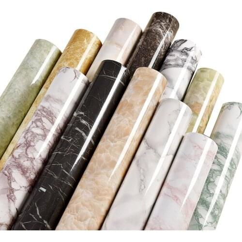 Home Kitchen Wallpaper Marble Pattern Self-Adhesive Oil-Proof Stickers Waterproof Living Room Bathroom Background Wall Covering