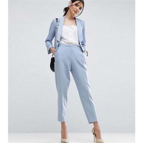Blue Sexy Women Pantsuit Jacket Women Fashion Long Sleeve Suit Women Elegant Tailored Collar Jacket Suits Female Ladies