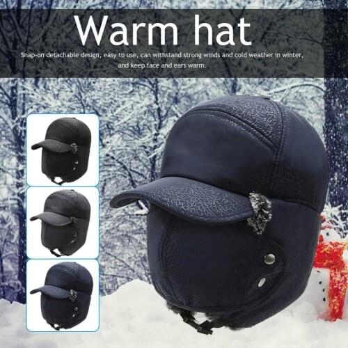 Trend Winter Thermal Bomber Hats Men Women Fashion Ear Protection Face Windproof Ski Cap Velvet Thicken Couple Hat