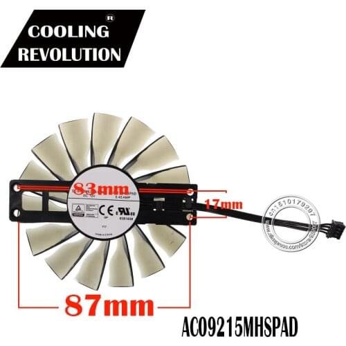 87MM AC09215MHSPAD 4Pin 0.45A Cooling Fan For MAXSUN GTX960 GTX970 JETSTREAM Graphics Card Cooler Fans