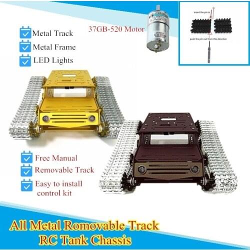 All Metal Tank Chassis Robot Chassis Smart RC Tank Model Tracked Car Adjustable Metal Tracks+37 MOTOR Aluminum Alloy Frame my100