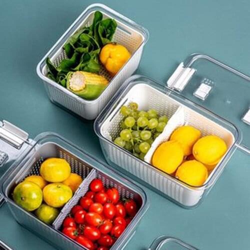 Draining vegetable and fruit fresh-keeping box refrigerator special kitchen food-grade frozen storage box with lid
