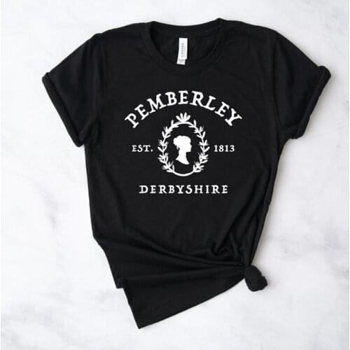 Pemberley Women Tshirt Pride & Prejudice Jane Austen 1813 Graphic Womens T-shirt Top Derbyshire Death Comes To Pemberley
