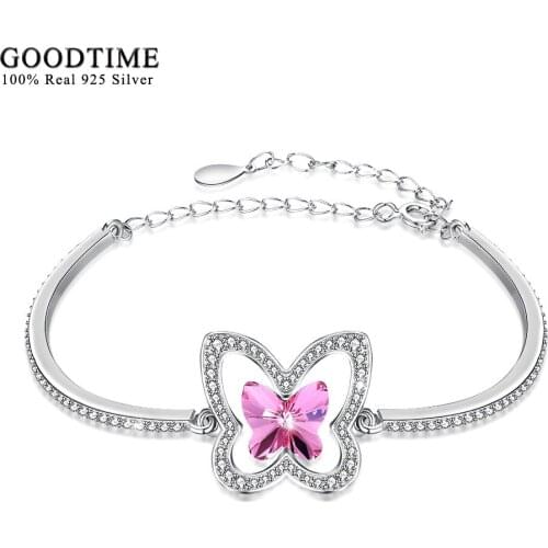 925 Sterling Silver Bracelet High Quanlity Crystal Butterfly Bracelets for Women Bangles Fine Jewelry Romantic Gifts New Arrival