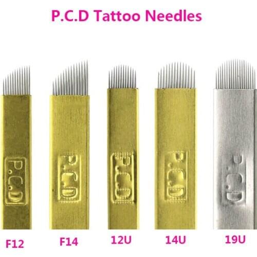 100 pcs Lamina Agulhas Tebori Microblading 12/14/12U/14U/19 PCD Needle 12 Blade Permanent Makeup Eyebrow Tattoo Needles Supplies