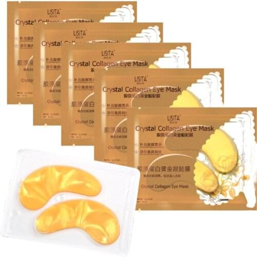 LISITA 20Pcs Crystal Collagen Gold Eye Mask Anti-Aging Dark Circles Beauty Eye Patches For Eye Skin Care Moist Korean Cosmetics
