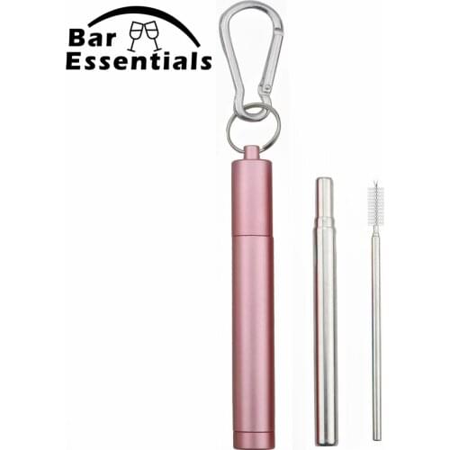 5pcs Reusable 304 Stainless Steel Straw Metal Smoothies Drinking Straight Straws Silicone Cover with Brush Bag Wholesale