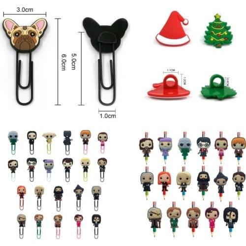 500pcs Each Bookmarks & Pencil Toppers Hot Movie Figure Stationery PVC Paper Clips Page Holder Straw Charm Pen Cover Kids Gift