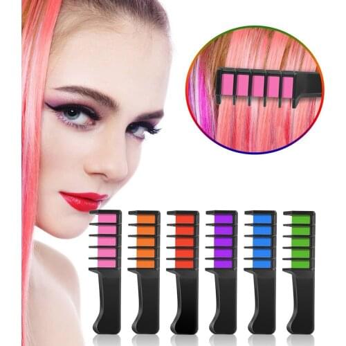 6pcs Temporary Hair Chalk Dye Powder With Comb Salon Hair Mascara Disposable Mini Hair Color Dye Comb Styling Accessories волосы