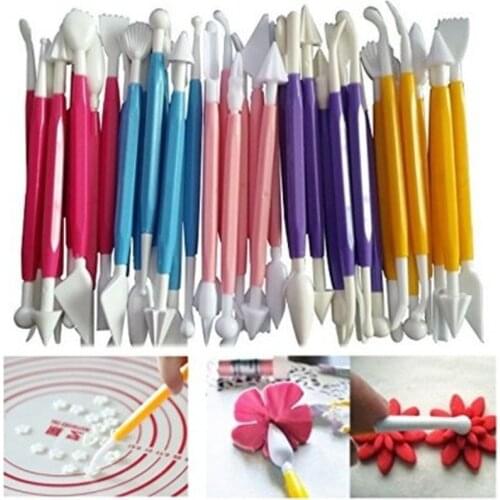 8pcs/set 3 Color DIY Flower Sculpture Group Shaped Knife Engraving Fondant Cake Pastry Modelling Decorating Kitchen Baking Tools