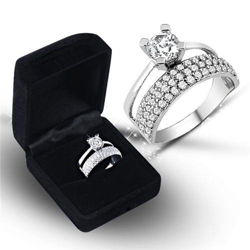 925 Sterling Silver Ring with Zircon Stone half Plated