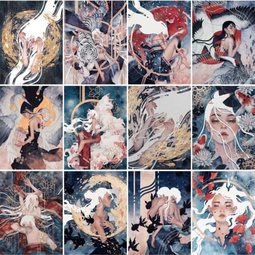 Chinese Style Diamond Painting Crane Character Embroidery 5D Full Diamond Mosaic Picture Wall Sticker Decorative Painting