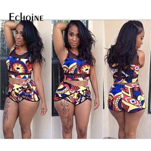 Echoine Bikini 2021 Woman Print Tankini Swimsuit Bikini Set Push Up Swimwear 2 Two Pieces set Swim Suit Separate Swimming Suit