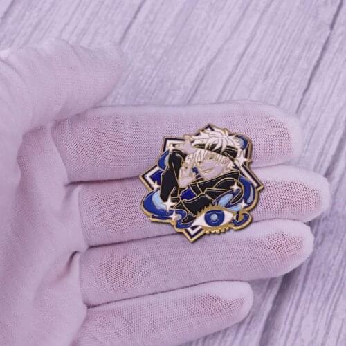 Jujutsu Kaisen Gojo Satoru Pins and Brooches for Women Men Lapel Pin Backpack Bags Hat Badge Gifts Metal Figure