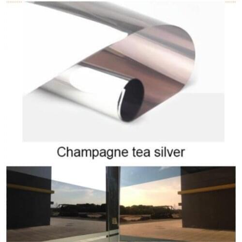 Tea Silver Waterproof Window Film 40/50cmx6m One Way Mirror Silver Insulation Stickers UV Rejection Privacy Films