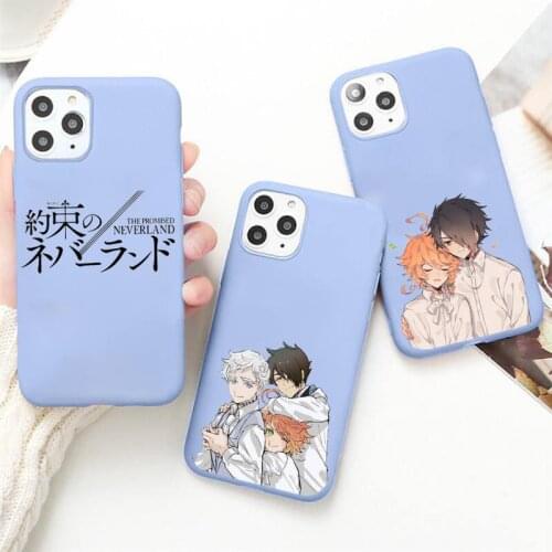 The Promised Neverland Phone Case Candy Color Blue for iPhone 11 12 pro XS MAX 8 7 6 6S Plus X 5S SE 2020 XR