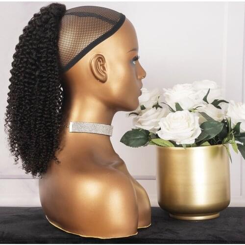 CURLYPARK Human Hair Ponytail Natural Black Curly Hair Extensions 10-22 inch Drawstring Ponytail