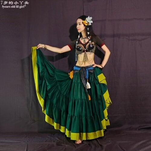 Tribal Belly Dance Skirts ATS Performance Cotton Flamenco Clothing Long Full Circel Gypsy CWW01
