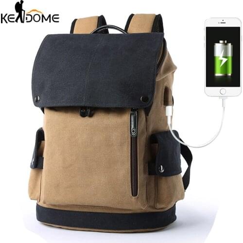 USB Charging Canvas Hiking Backpack Patchwork Outdoor Bag Camping Travel Rucksack Waterproof Women Boy Student Sack Blaso XA332D