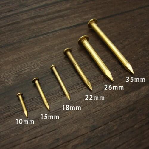 50pcs Fastener Round small copper nail Antique drum Furniture hinge Brass nails 8 10 12 15 18 21 30 35mm Hardware Accessories