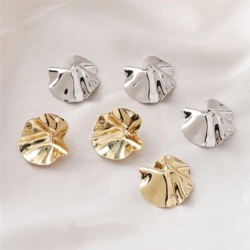 Diy jewelry making 40pcs/lot Irregular folds effect rounds shape copper pendant charms fit earring/garment accessory