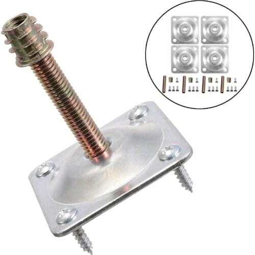 4Pcs/set Furniture Leg Mounting Plates Iron Soft Table Chair Feet Attachment Plates with Metal Dowel Screws 48*48*2mm