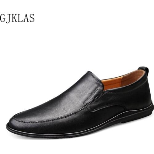 New Real Leather Mens Casual Shoes Pea Shoes British Mens Loafers Non-slip Soft Bottom Black Driving Shoes Warm Winter Boots