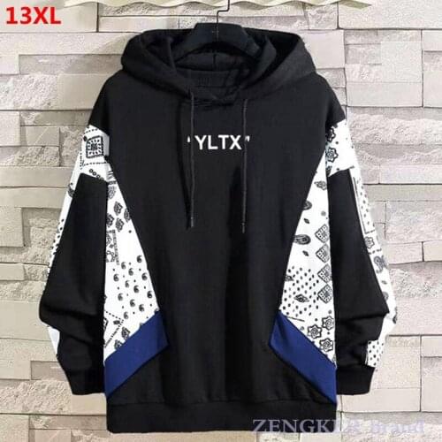 Autumn trendy sweater 10XL mens casual hooded plus size hip-hop stitching hooded jacket oversized 11XL 12XL 13XL Hoodies