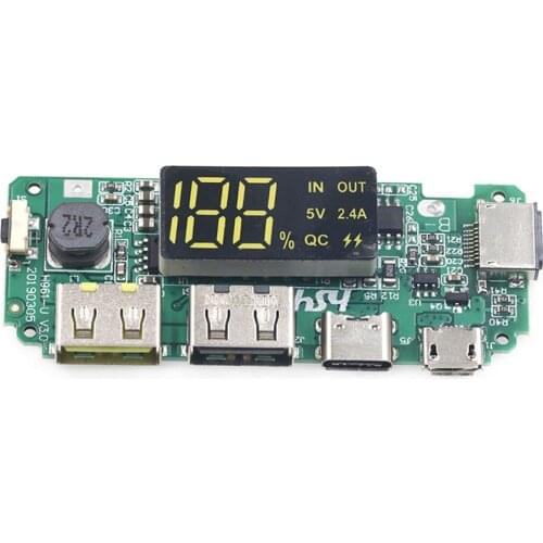 Lithium Battery Charger Board LED Dual USB 5V 2.4A Micro/Type-C USB Mobile Power Bank 18650 Charging Module Circuit Protection