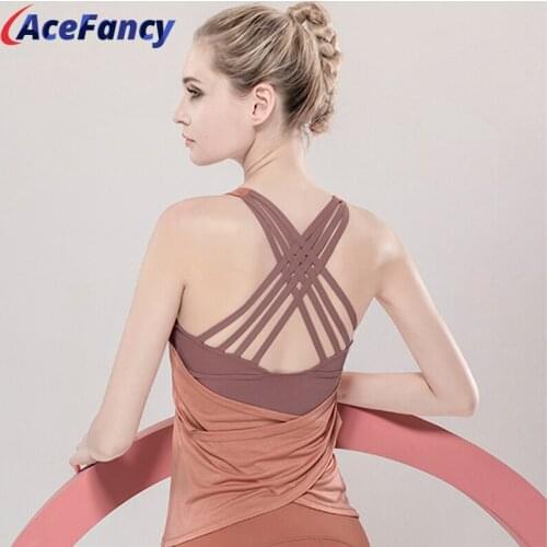 Backless Sexy Yoga Shirts T2218 Women Cross Strap Sport Tank Top Women Yoga Sleeveless Fitness Vest Singlet Female Sportwear