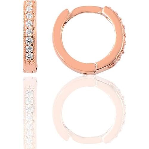 Willowy Si̇lver Silver 12 mm Rose Zircon Cubic Zirconia Hoop Earrings