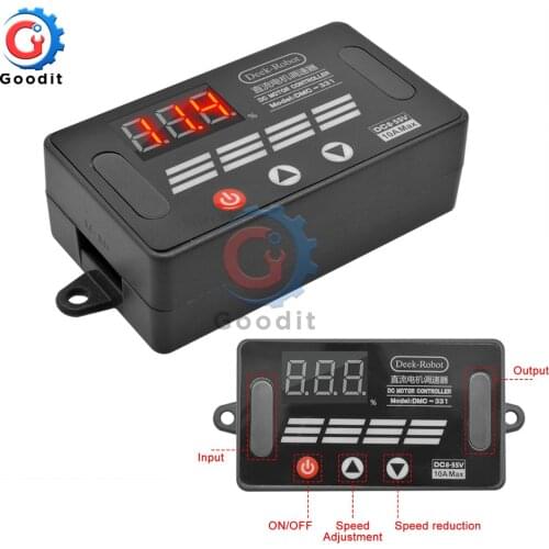 DC 8V-55V 10A DC PWM Motor Speed Controller LED Digital Switch Accelerate Decelerate Power-off Permanent Memory 12V 24V 36V 48V
