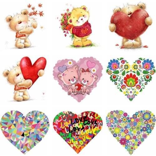 DIY Colorful Heart Thermal Transfer for Clothing Freedom Goddess Ironing Heat Transfer On Cloth Printed Lovely Garment Accessory