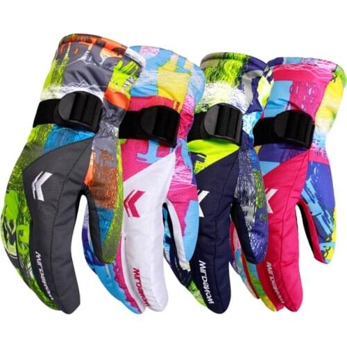 Windproof Ski Glove Graffiti Child Adult Unisex Waterproof Teens Breathable Winter Warm Cycling Snowboard Skiing Snow Gloves