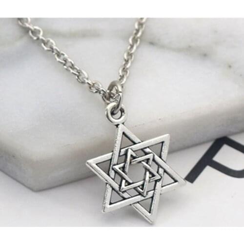 Yungqi Vintage Star of David Necklace Shield Magen Hexagram Six Point Star Amulet Religion Symbol Israel Pendant Jewish Jewelry