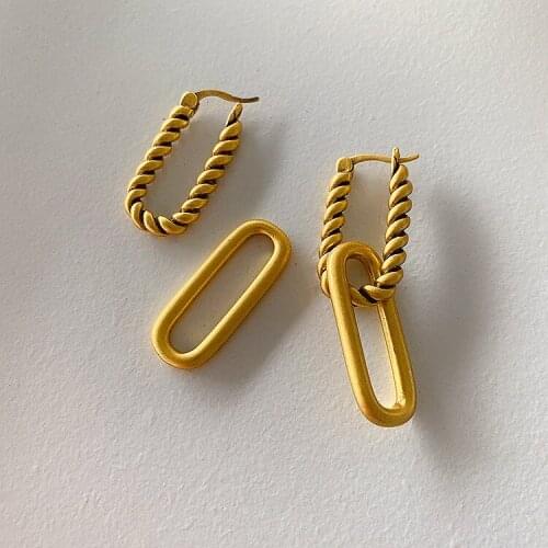 Vintage Metal Fashion Gold Pendant Earrings for Women Geometry Crossed Metal Loops Drop Earrings Statement Women Jewelry 2021